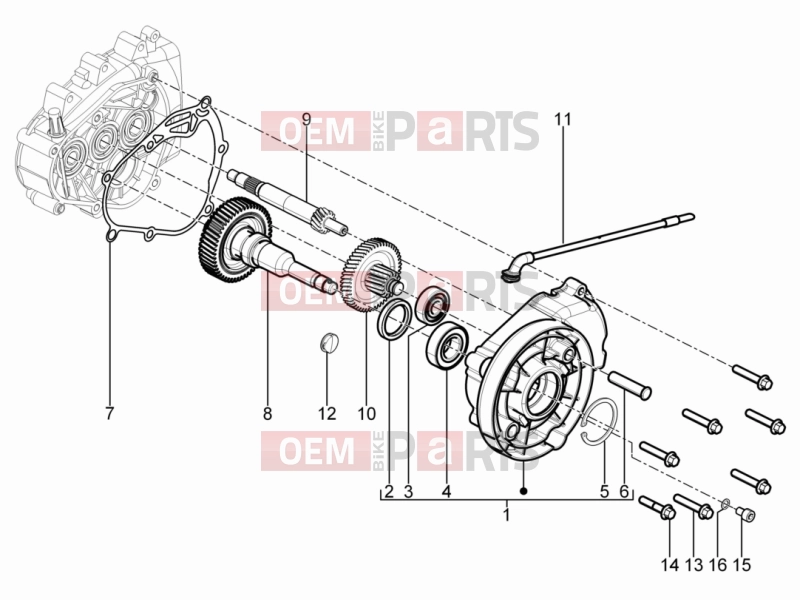 Engine » Reduction unit - Piaggio Typhoon 125 4T 2V 2019