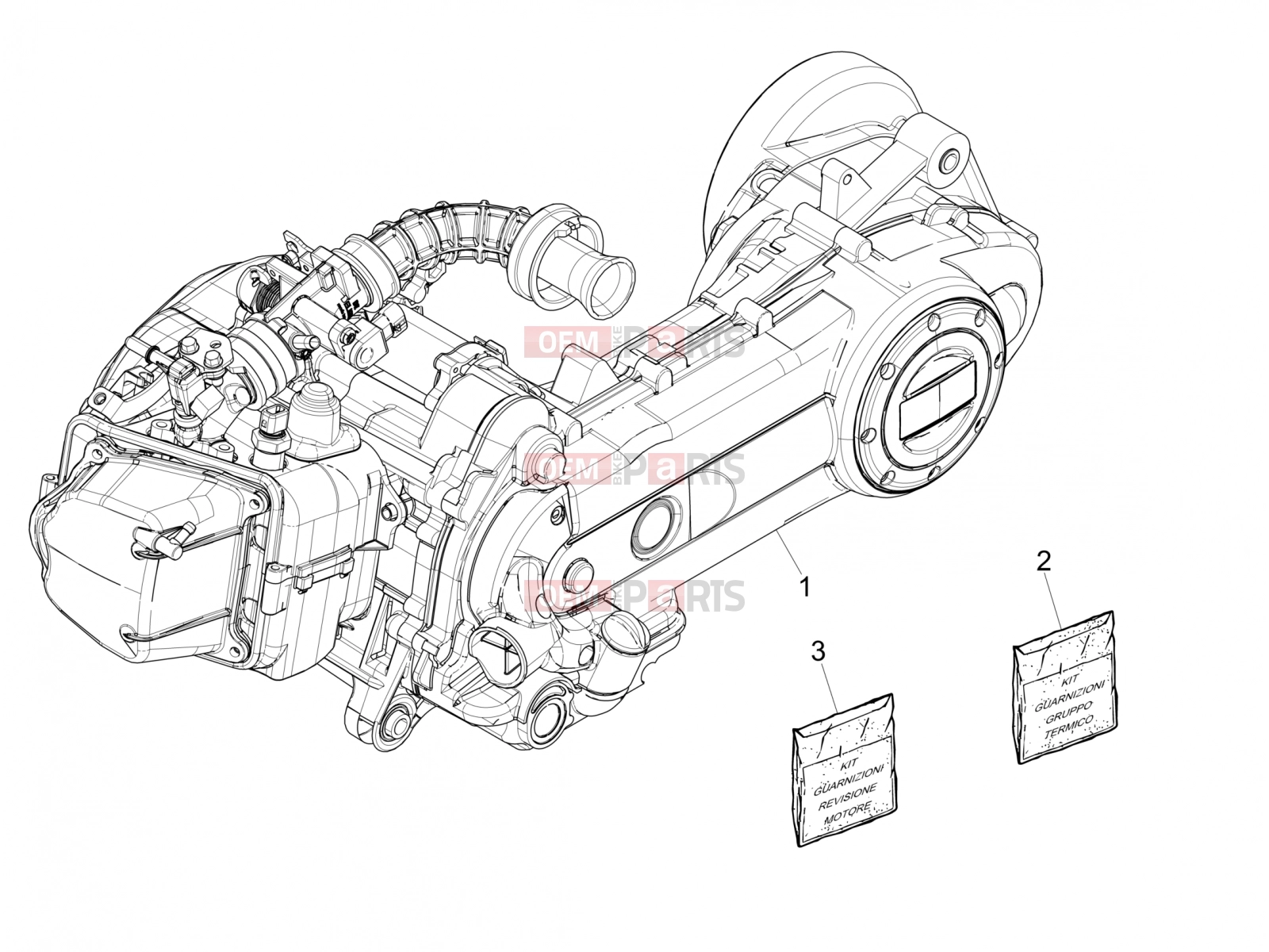 Engine » Engine, assembly - Piaggio Zip 50 4T 25 Km/h 2019