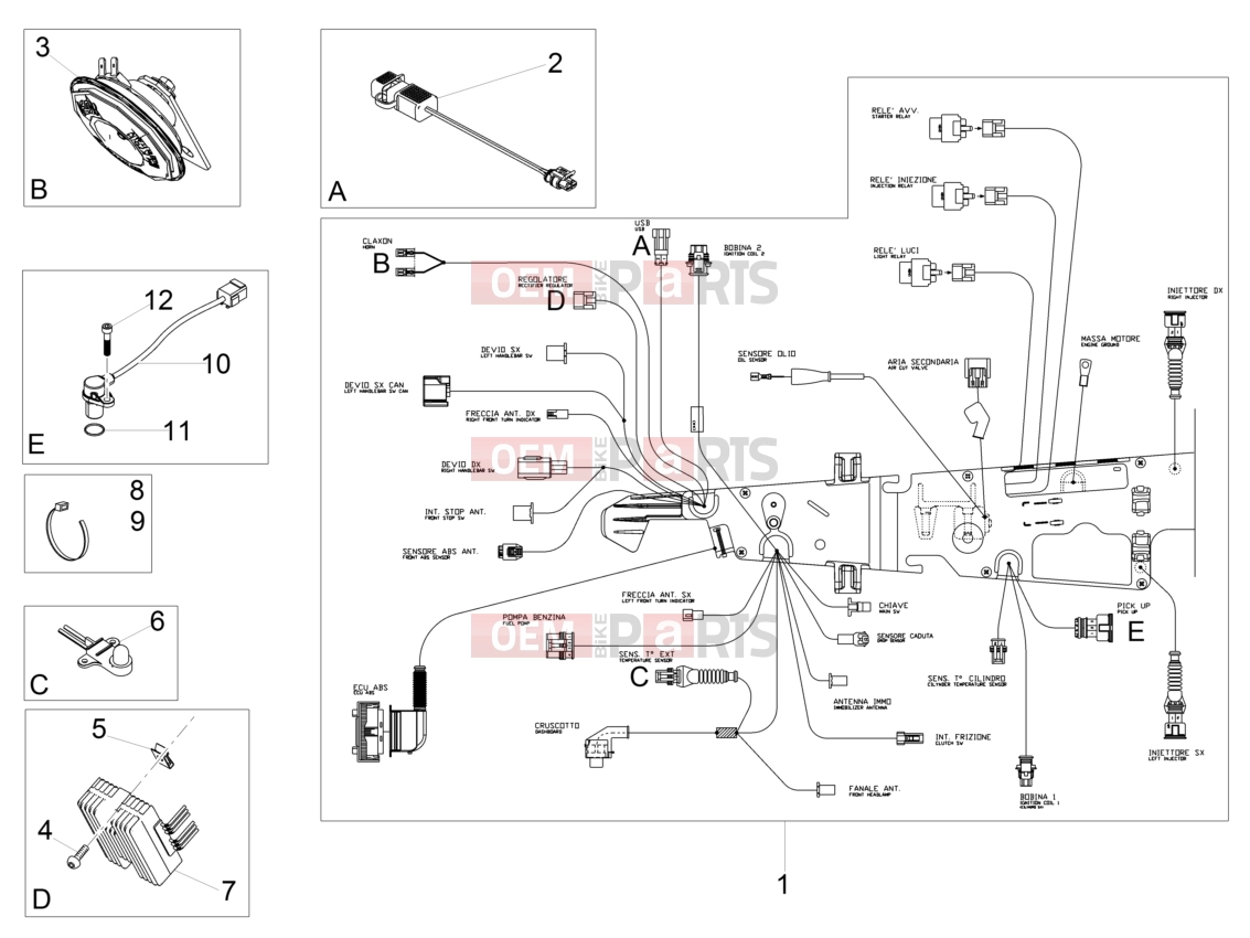 MOTOGUZZI V9 Bobber 850 Electrical systems » Front electrical system