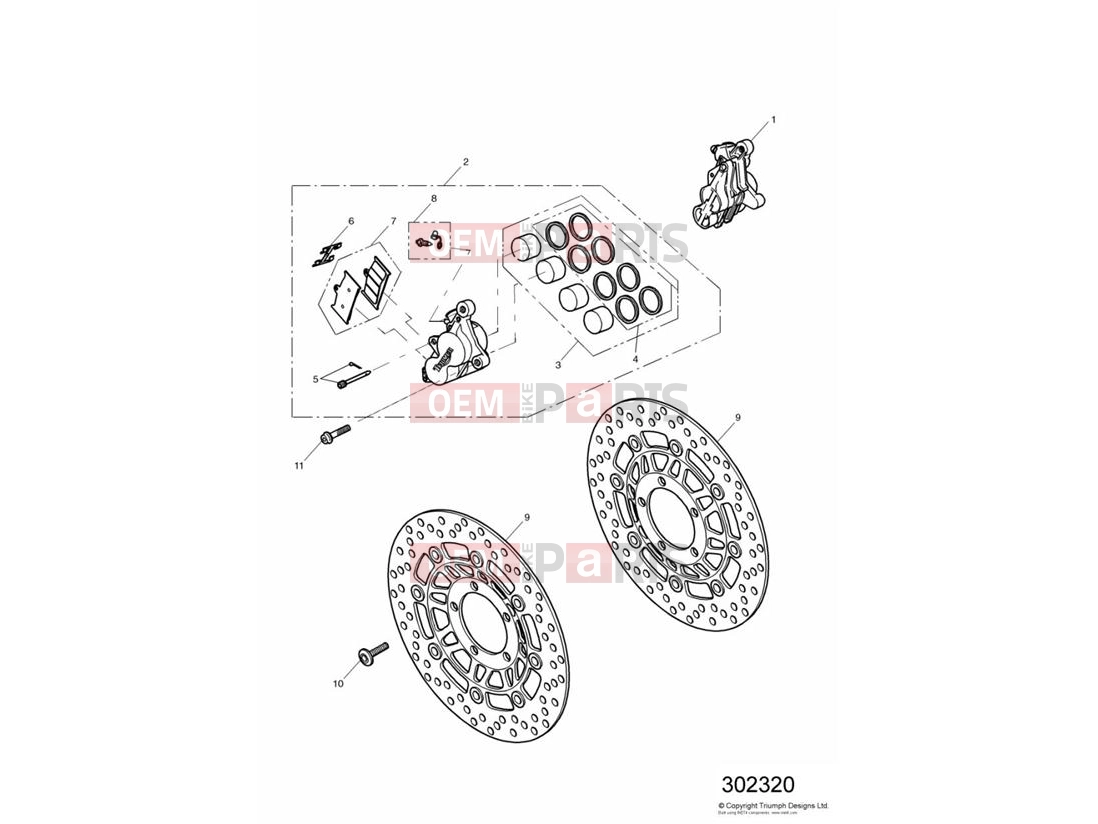 Triumph 2003 SPEED FOUR Front Brake Caliper & Discs