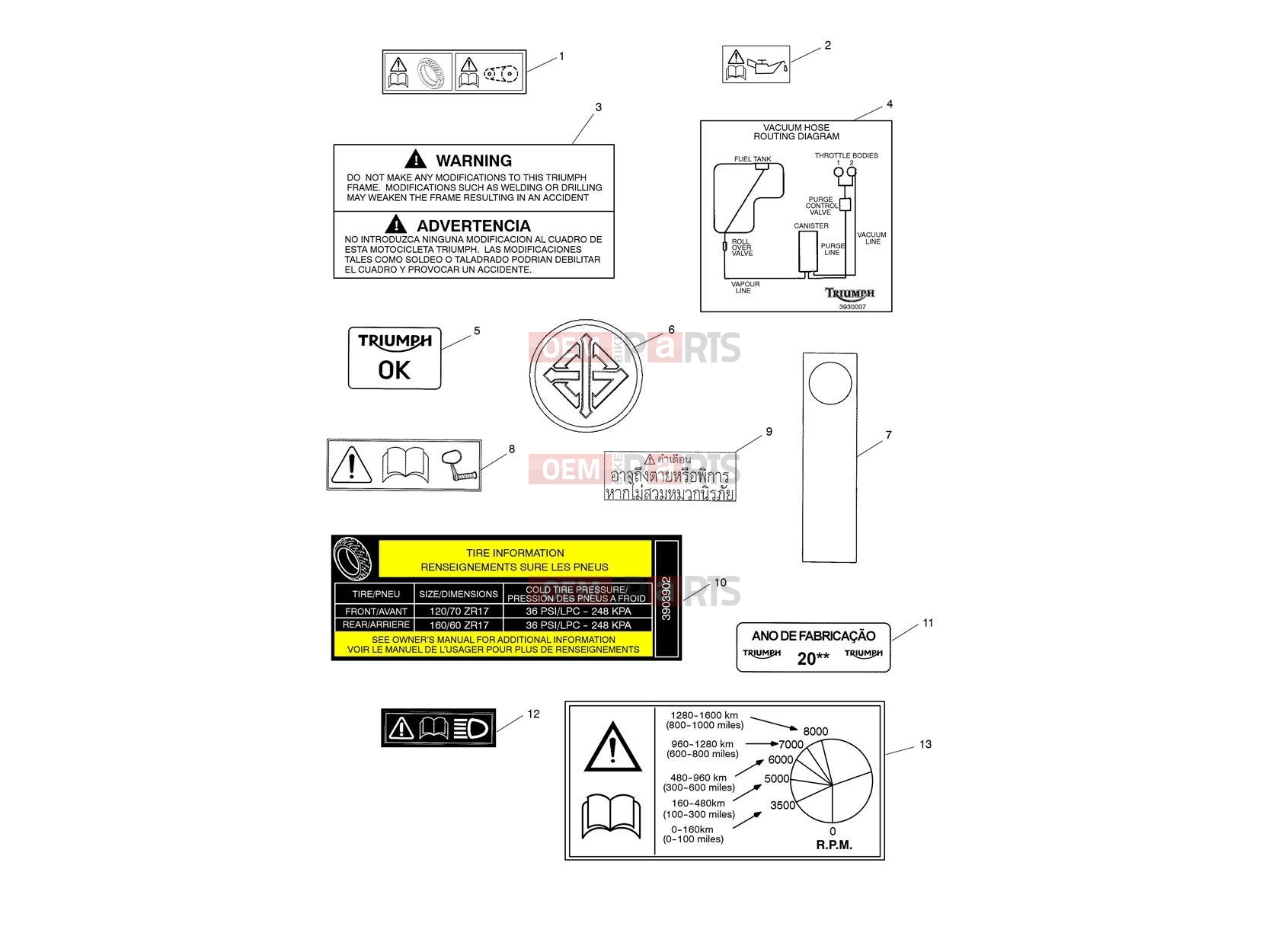 Triumph 2016 THRUXTON Warning Labels