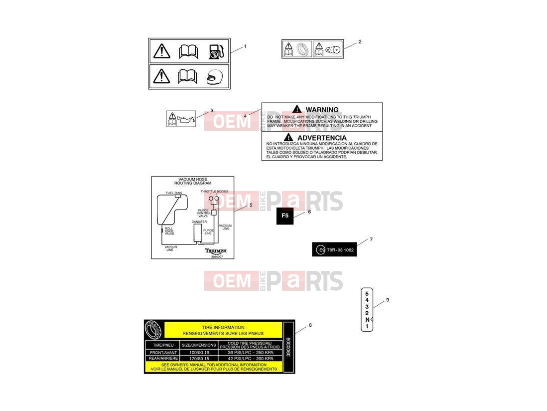 Triumph 2014 SPEEDMASTER EFI Warning Labels