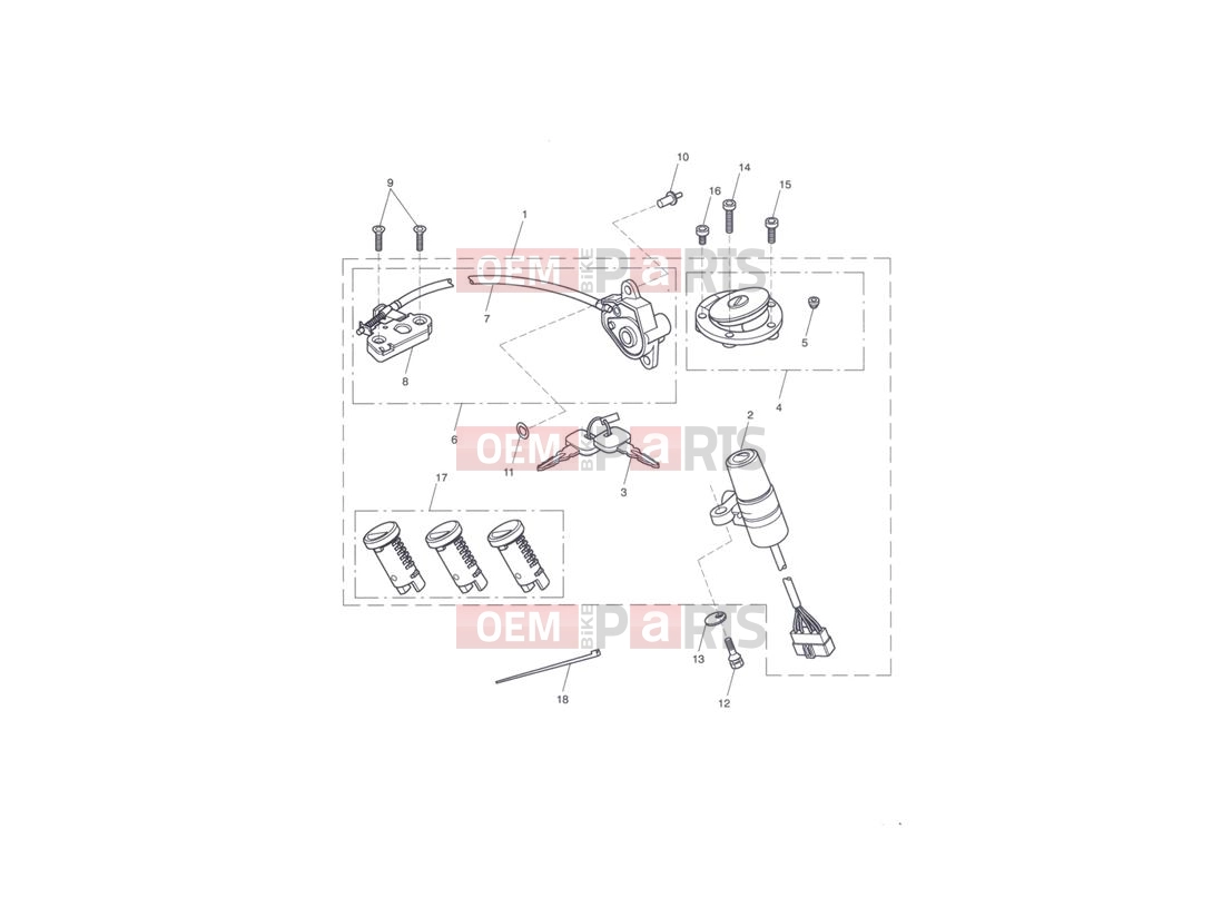 Triumph 2009 Tiger 1050 Ignition Switch & Lock Set