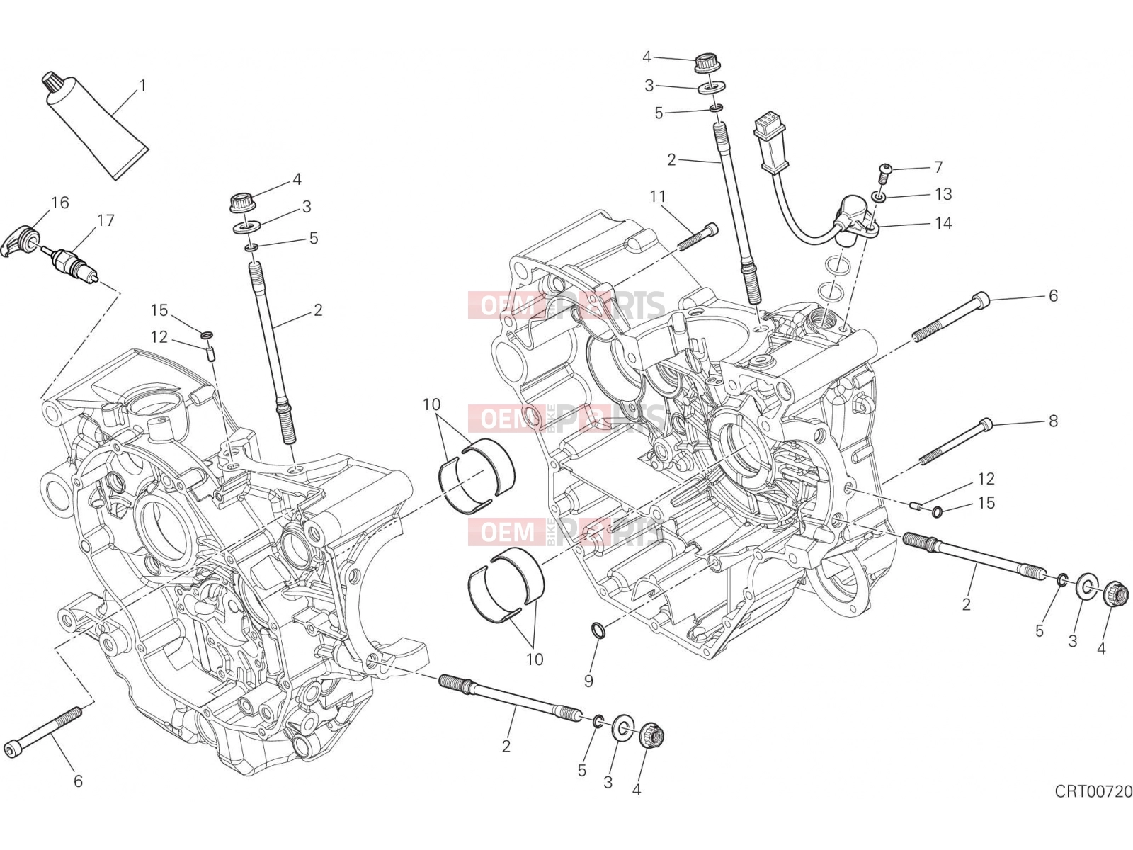 DUCATI 2016 Hyperstrada 939 HALF-CRANKCASES PAIR [MOD:HY939STR]