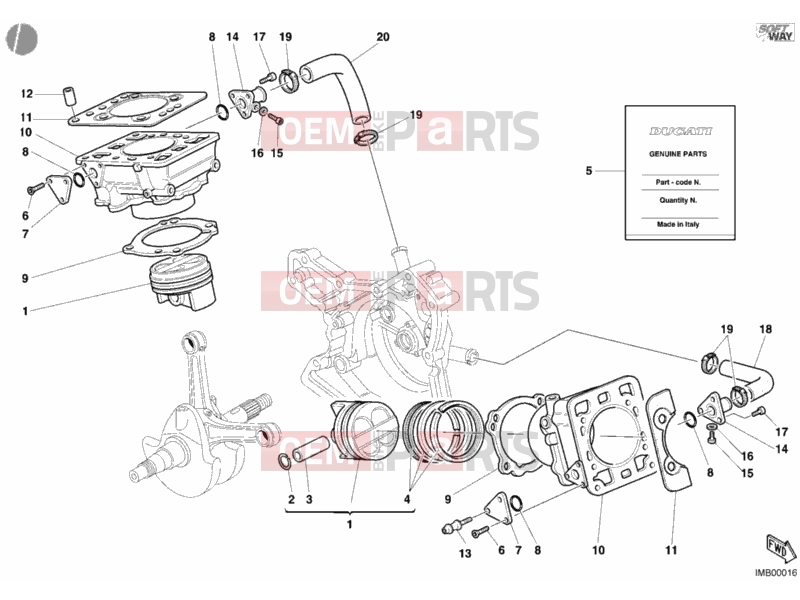 DUCATI 2001 Superbike 748 E CYLINDER - PISTON » ENGINE CASE