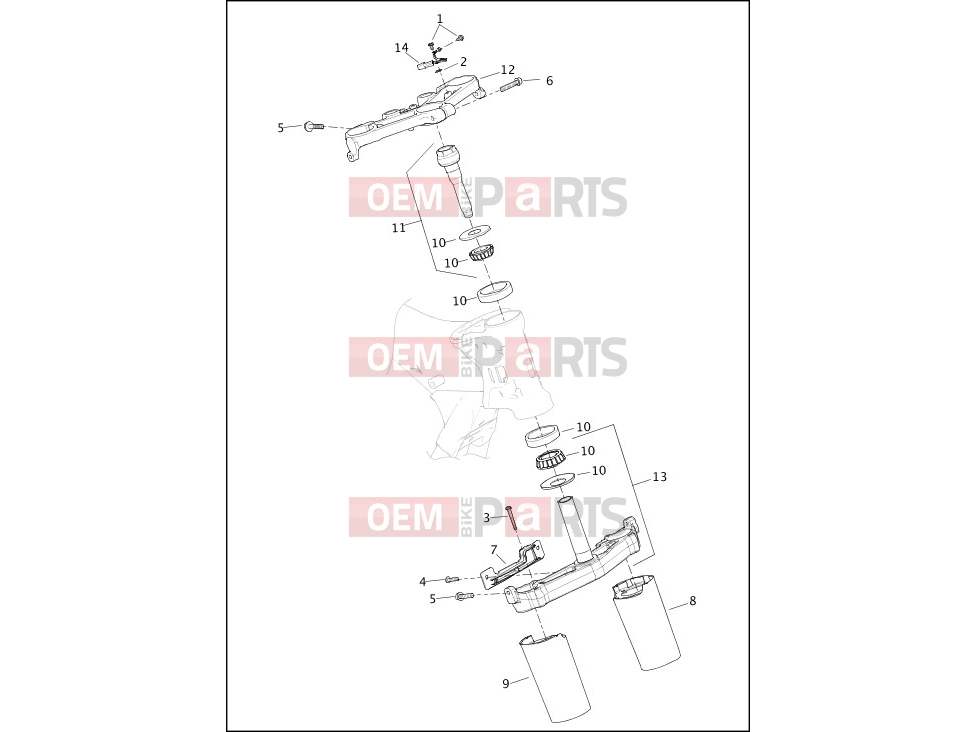 Harley-Davidson 2014 CVO/CUSTOM CVO LIMITED  - FLHTKSE FORK BRACKETS, FRONT
