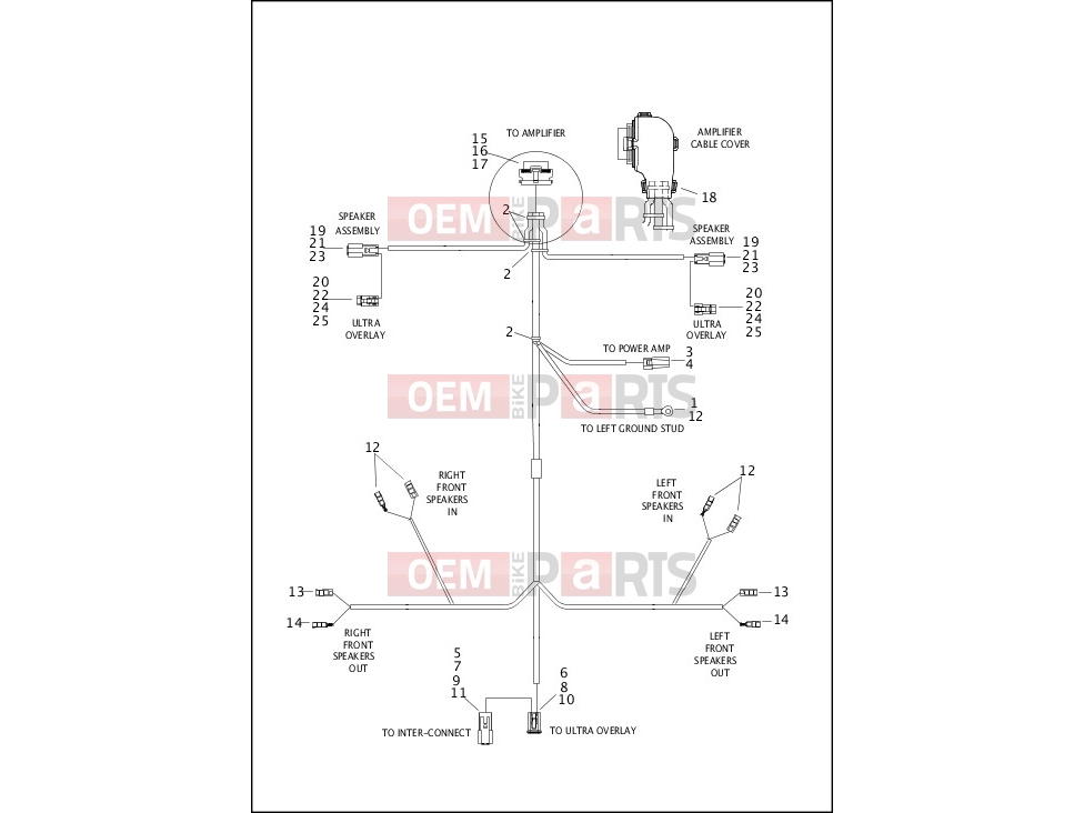 Harley-Davidson 2013 CVO/CUSTOM CVO ULTRA CLASSIC  - FLHTCUSE8 WIRING HARNESS, AMPLIFIER