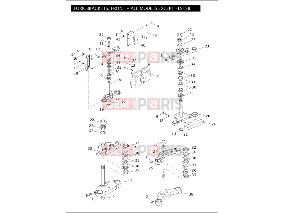 Harley-Davidson 2011 SOFTAIL CROSS BONES  - FLSTSB FORK BRACKETS, FRONT - ALL EXCEPT FLSTSB