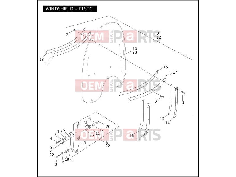 Harley-Davidson 2009 SOFTAIL NIGHT TRAIN  - FXSTB WINDSHIELD - FLSTC