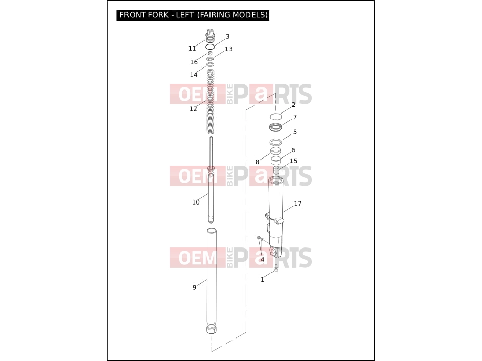 Harley-Davidson 2004 TOURING ELECTRA GLIDE CLASSIC  - FLHTC FRONT FORK - LEFT (FAIRING MODELS)