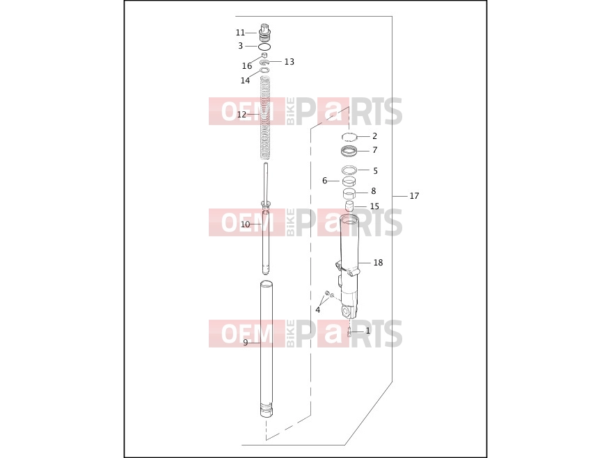 Harley-Davidson 2003 TOURING ELECTRA GLIDE CLASSIC  - FLHTC FRONT FORK - LEFT (FAIRING MODELS)