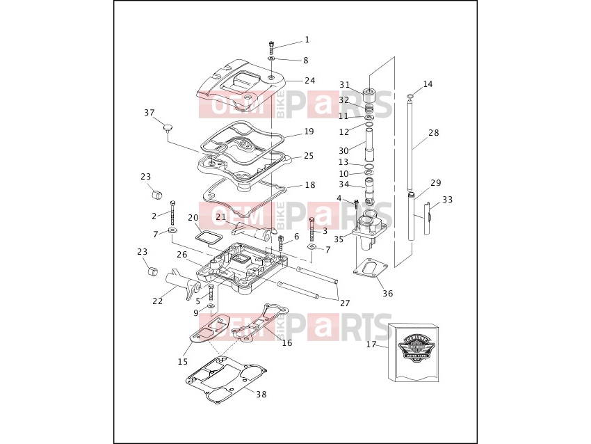 Harley-Davidson 1996 SOFTAIL SOFTAIL CUSTOM  - FXSTC ROCKER ARMS, COVERS & PUSHRODS - V2â¢ EVOLUTION