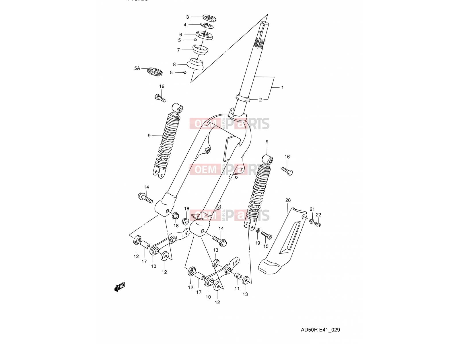 SUZUKI AD50 L (1990) Address 29 - FRONT FORK (E41)