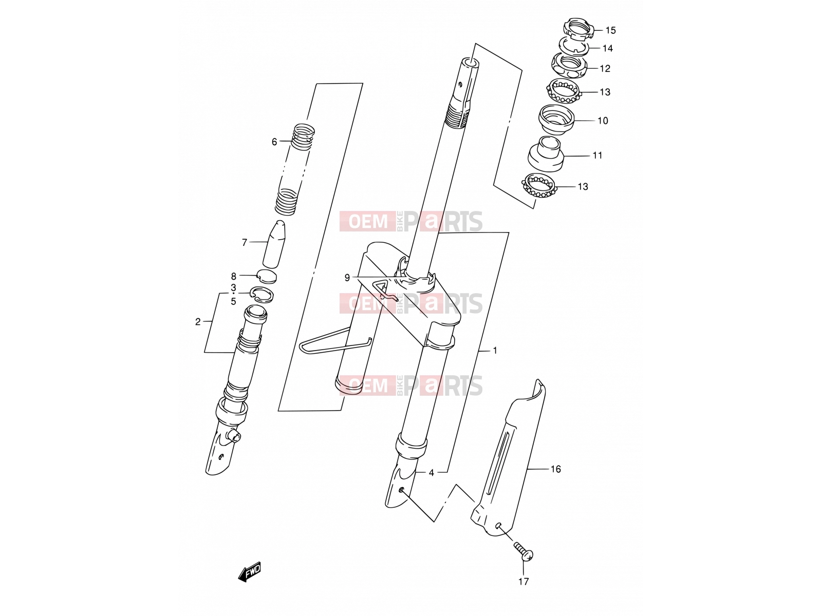 40A - FRONT FORK (MODEL T E01,E02,E21,E24) - Suzuki AE50 M (1991) Sepia (E28)