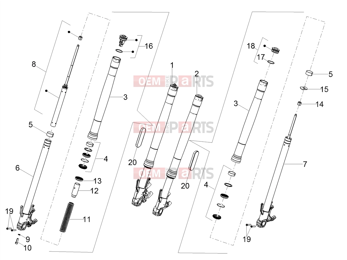 MOTOGUZZI V85 TT Strada E5+ (EU) Suspensions » Front fork Kayaba