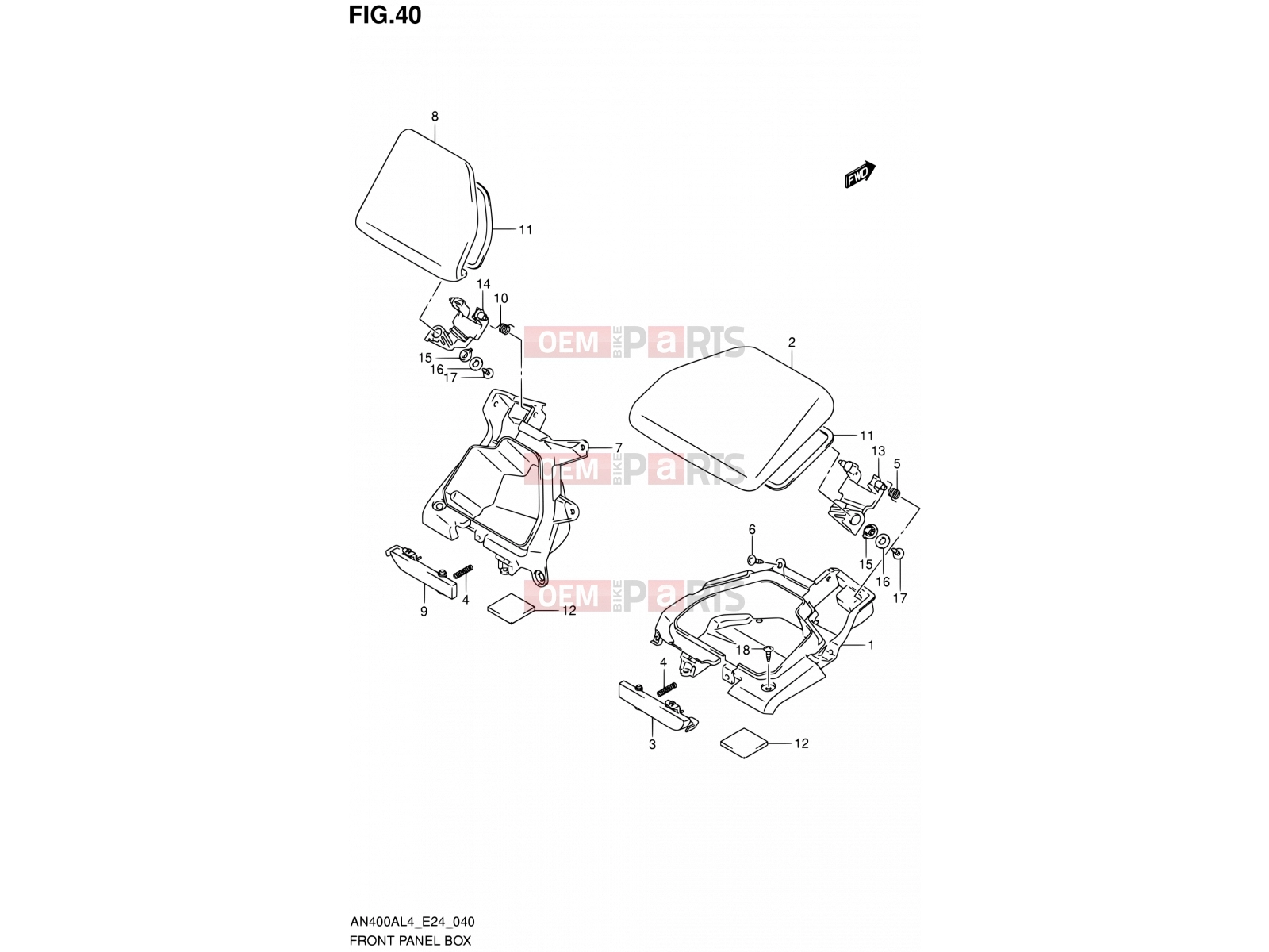 SUZUKI AN400A L4 (2014) Burgman 400 (E24) 40 - FRONT PANEL BOX