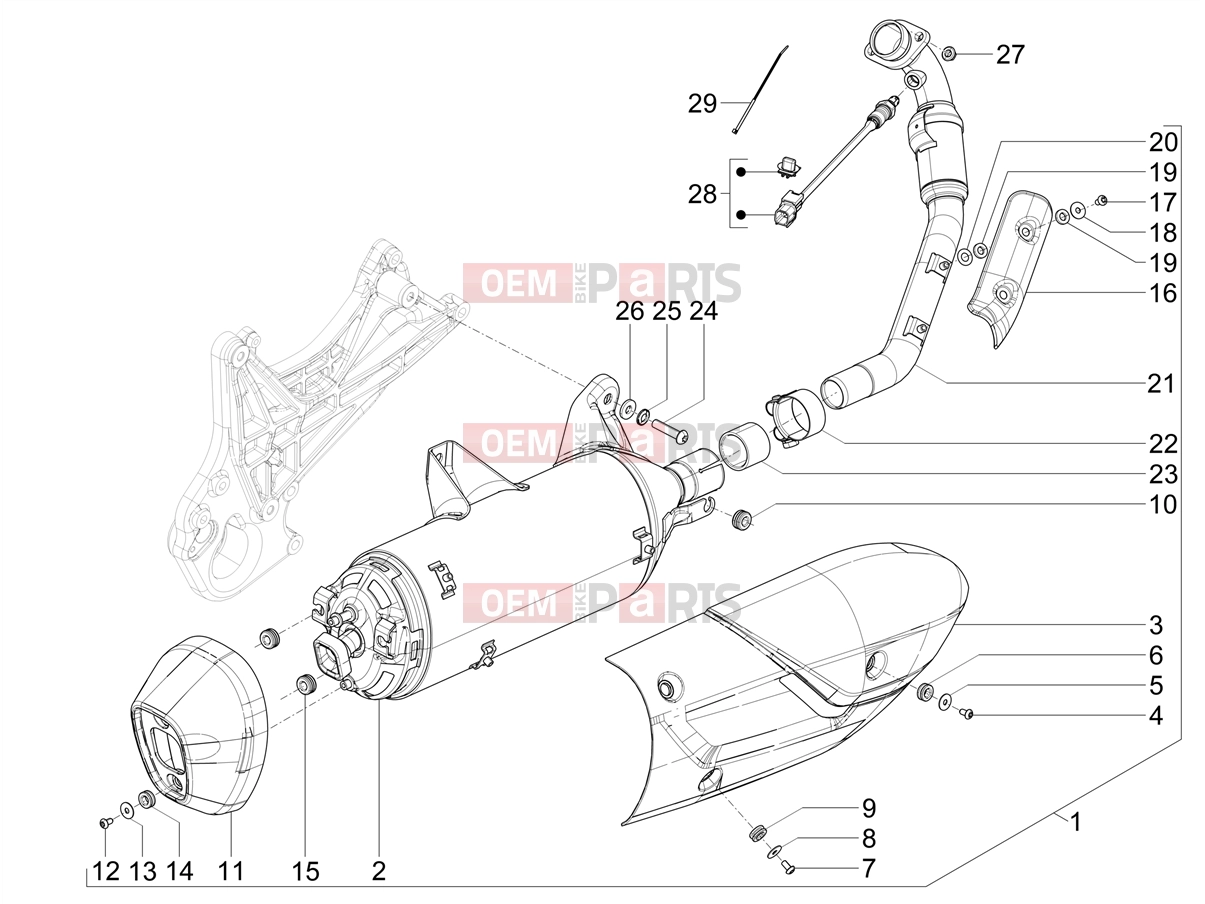 Engine » Silencer - Piaggio Beverly 300 Deep Black E5 MY23 (EU) 2024