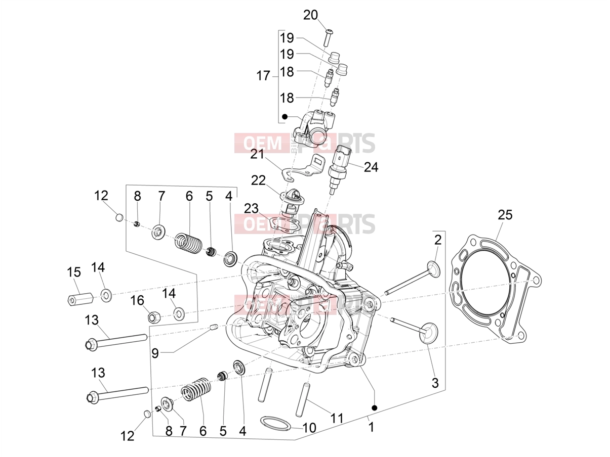 PIAGGIO Beverly 400 Deep Black E5 (EU) Engine » Head unit - Valve