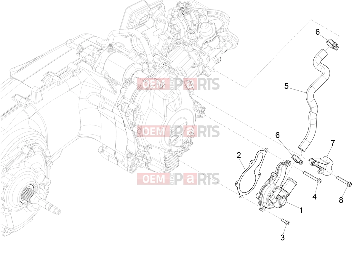 PIAGGIO BV 400 Deep Black E5 (CA, USA) Engine » Cooler pump