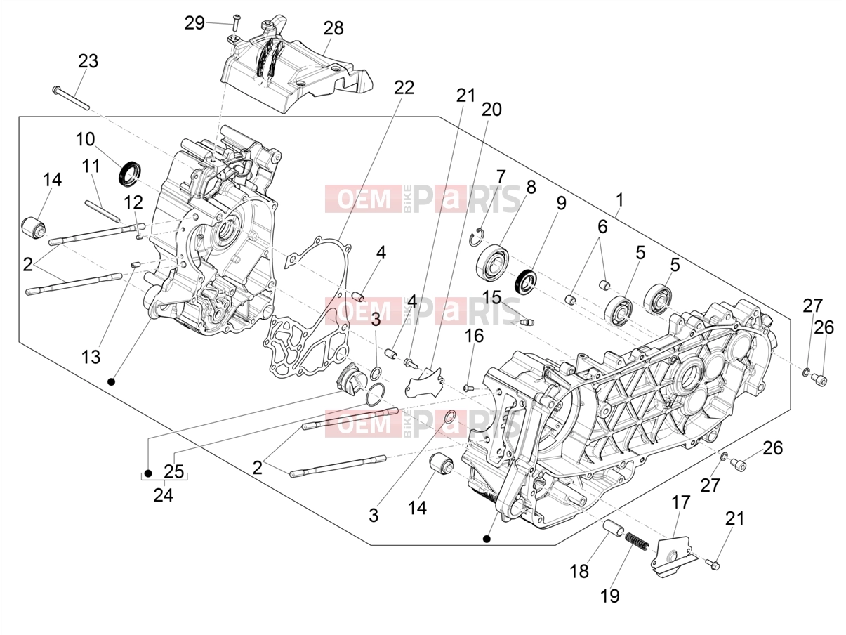 PIAGGIO Medley 125 E5 (EU) Engine » CRANKCASE