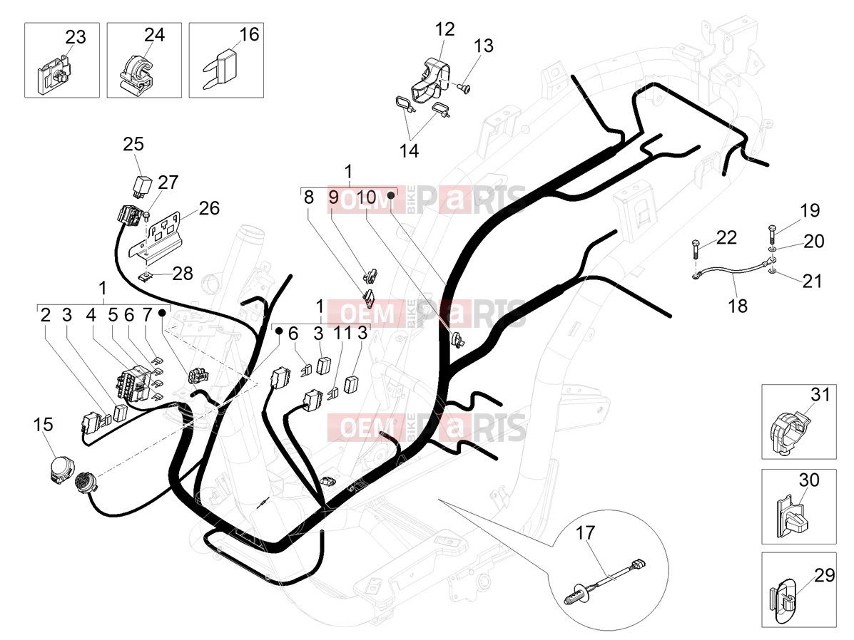PIAGGIO Medley 200 E5+ (EU) Electrical system » Main cable harness