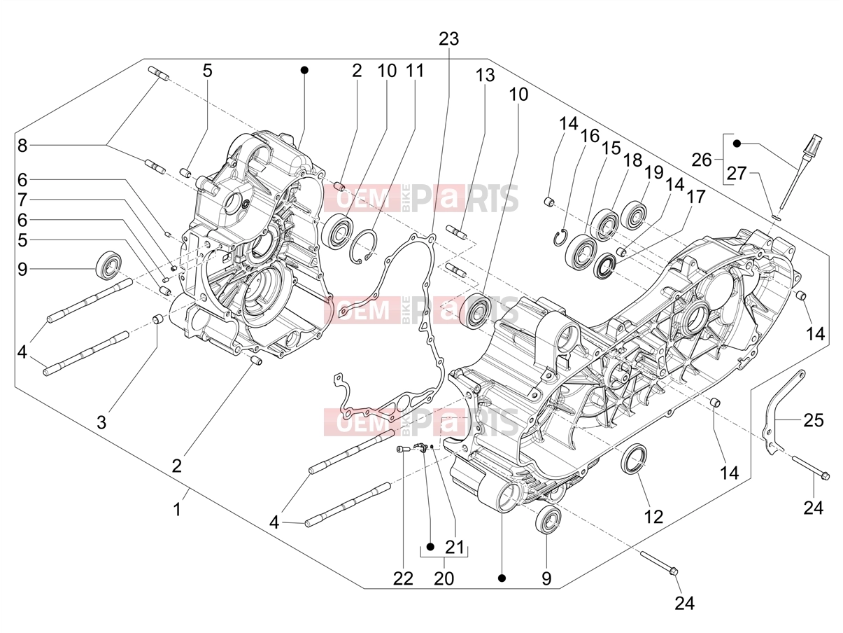 PIAGGIO MP3 530 HPE Exclusive E5+ (EU) Engine » CRANKCASE