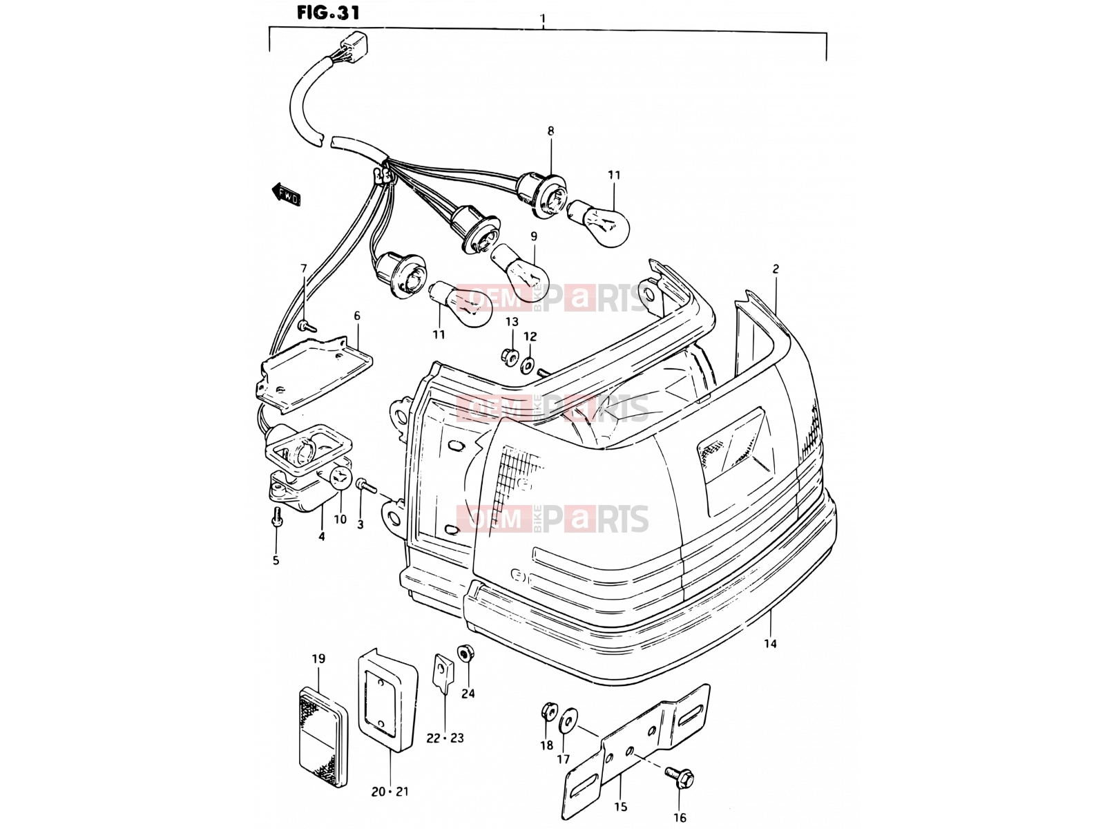 SUZUKI CS125 D (1983) 31 - REAR COMBINATION LAMP (E02, E04, E17, E39)