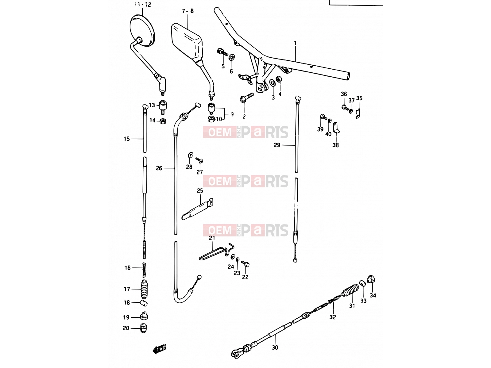 46 - HANDLE BAR - CONTROL CABLE - Suzuki CS125 D (1983)