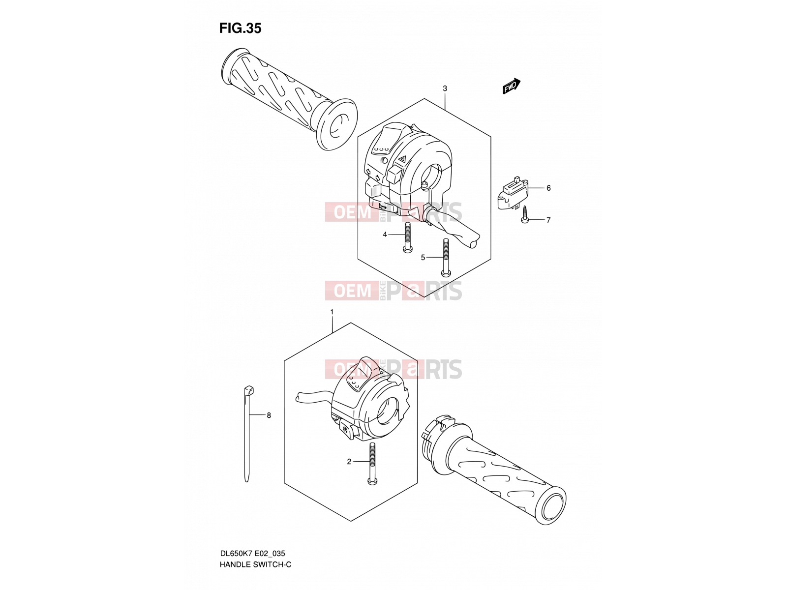 35 - HANDLE SWITCH (MODEL K7/K8/K9 E02/E19/E24) - Suzuki DL650 K8 (2008) V-Strom (E02,E19,E24,E37)