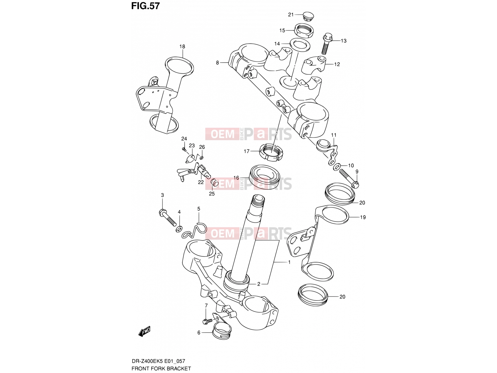 SUZUKI DR-Z400E K5 (2005) (E01) 57 - FRONT FORK BRACKET (E24)