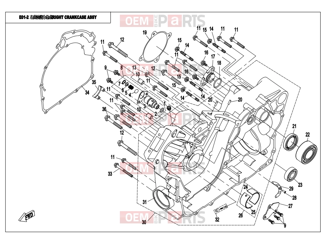 CFMOTO 2014 UTV UFORCE 800 (CF800-3) RIGHT CRANKCASE ASSY - E01-2