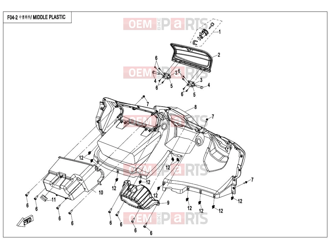 CFMOTO 2015 UTV UFORCE 800 (CF800-3) MIDDLE PLASTICS