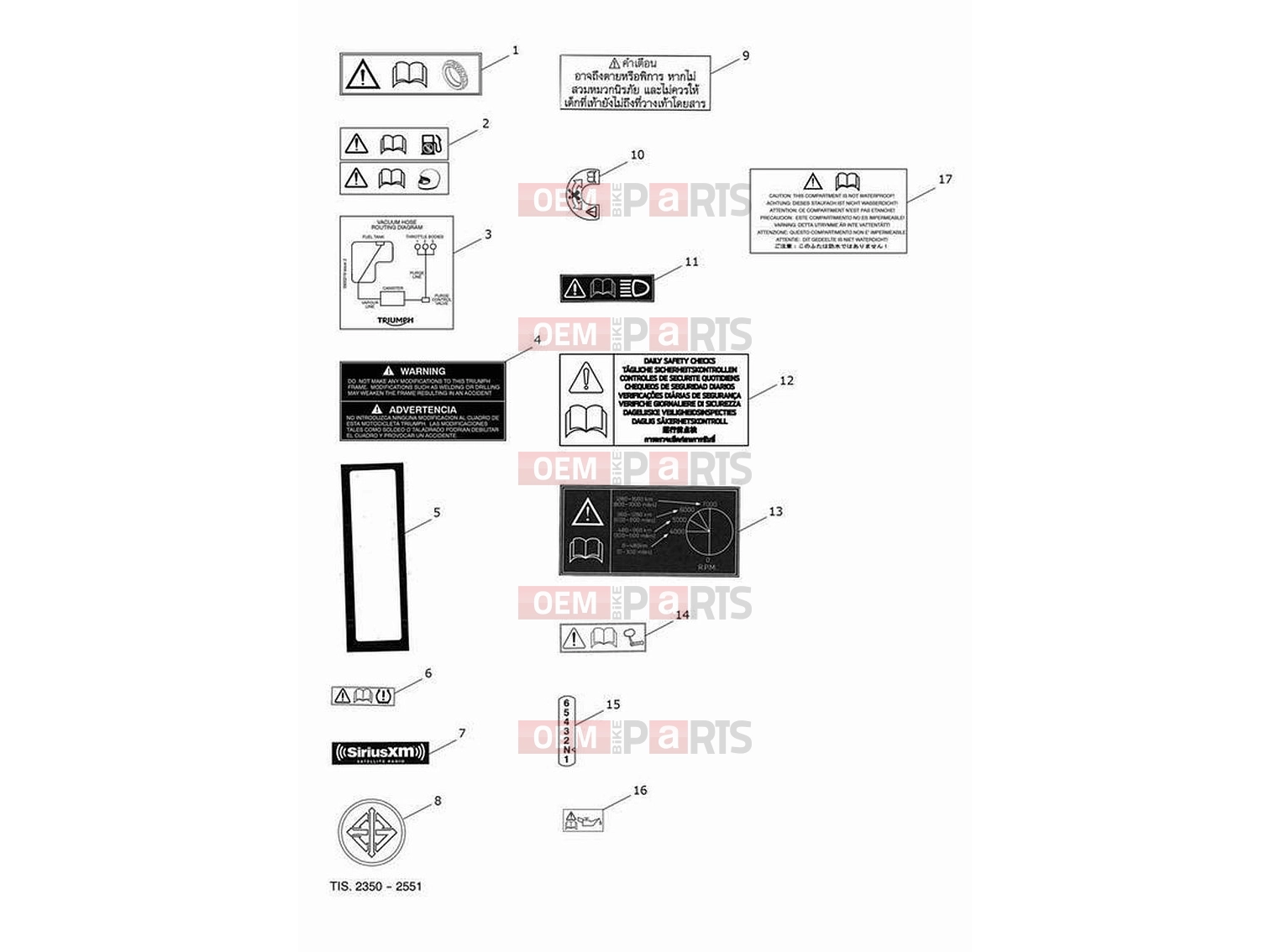 Triumph 2022 Rocket 3 R Warning labels