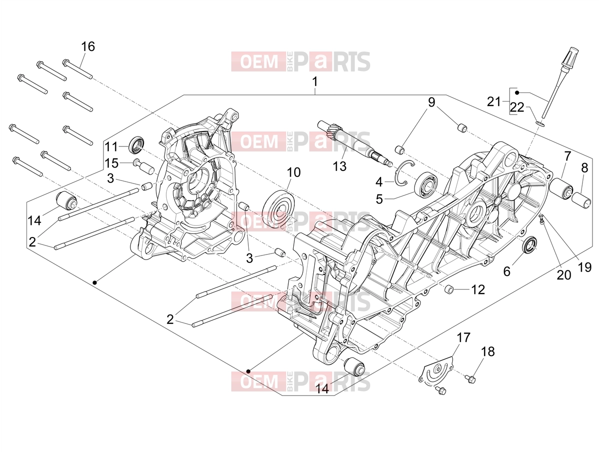 PIAGGIO Typhoon 50 4T E2 (CA, US) Engine » CRANKCASE