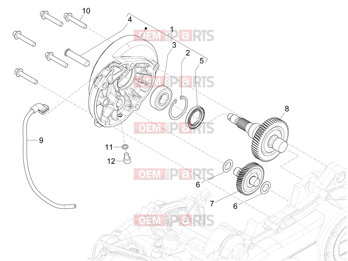 PIAGGIO Typhoon 50 4T E2 (CA, US) Engine » Reduction unit