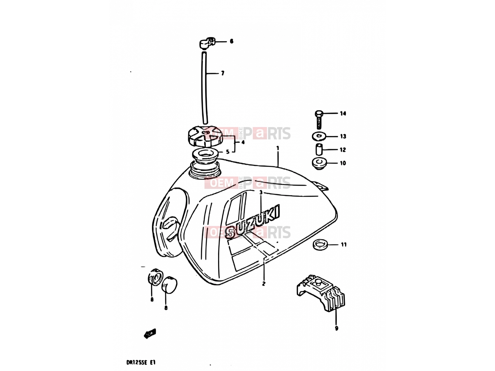 SUZUKI DR125S D (1983) 34 - FUEL TANK (E02, E04, E15, E18, E21)