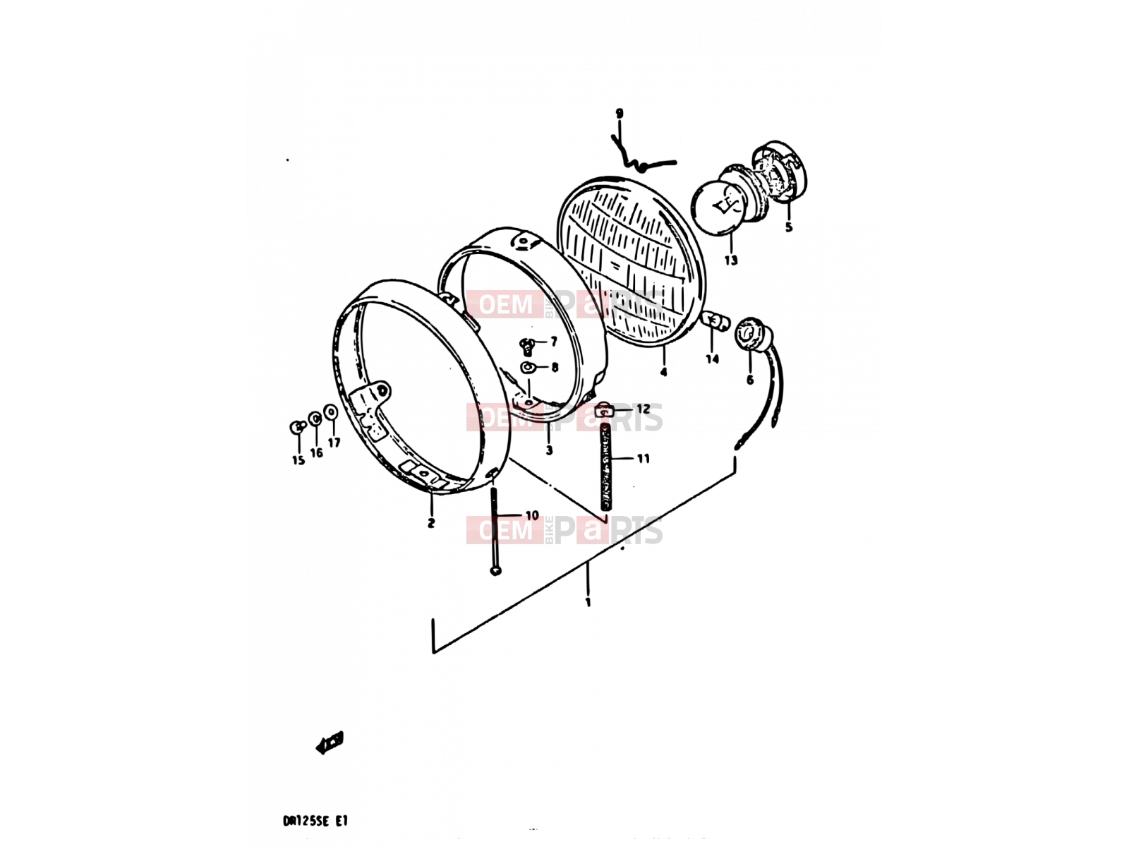 SUZUKI DR125S D (1983) 23 - HEADLAMP (E04, E15, E18, E21)