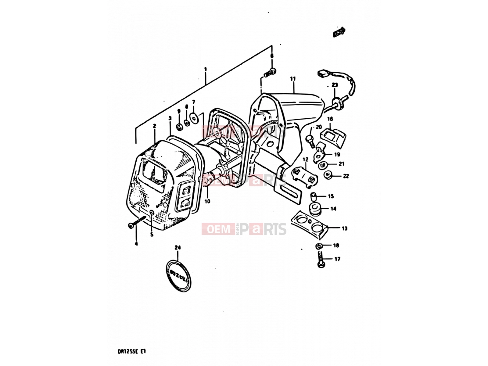 SUZUKI DR125S D (1983) 27 - REAR COMBINATION LAMP (E01, E04, E06, E15, E21, E24)