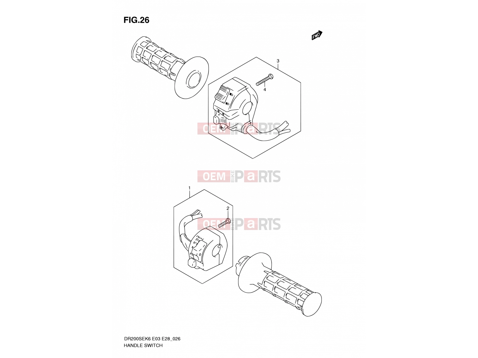 SUZUKI DR200SE K6 (2006) (E03,E28,E33) 26 - HANDLE SWITCH