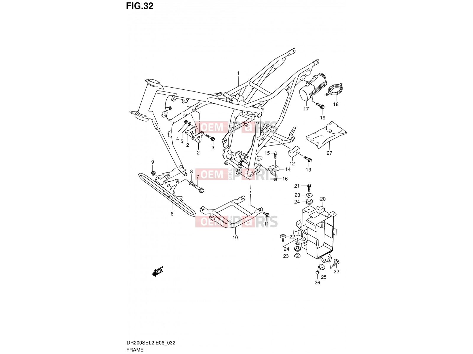 32 - FRAME (DR200SEL2 E24) - Suzuki DR200SE L2 (2012) (E24)