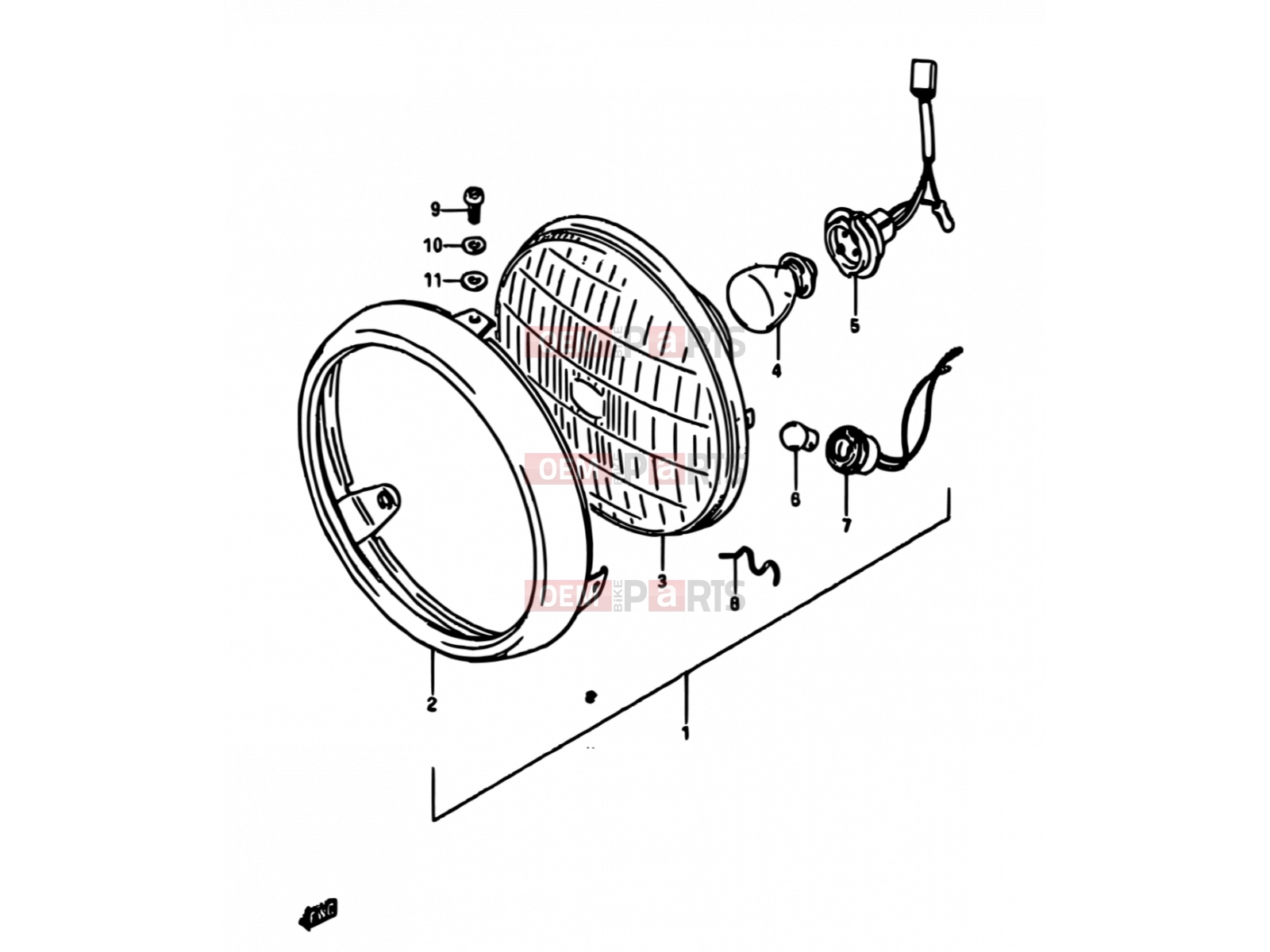 23 - HEADLAMP (E01,E02,E06,E24,E41) - Suzuki DR250S E (1984)