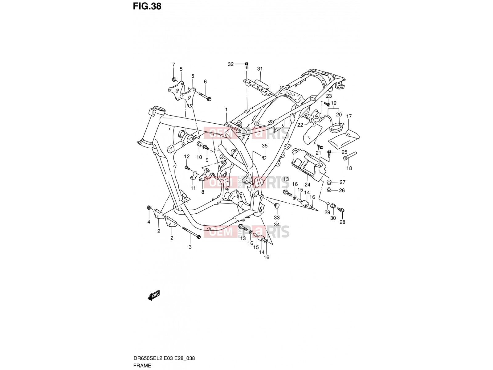 38 - FRAME (DR650SEL2 E33) - Suzuki DR650SE L2 (2012) (E03,E28,E33)