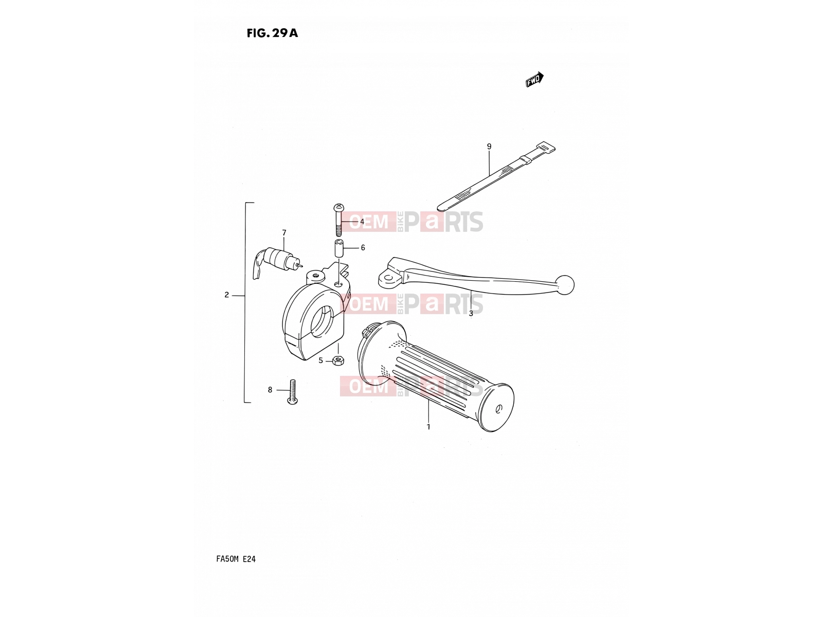 SUZUKI FA50 K (1989) 29A - RIGHT HANDLE SWITCH (E21)