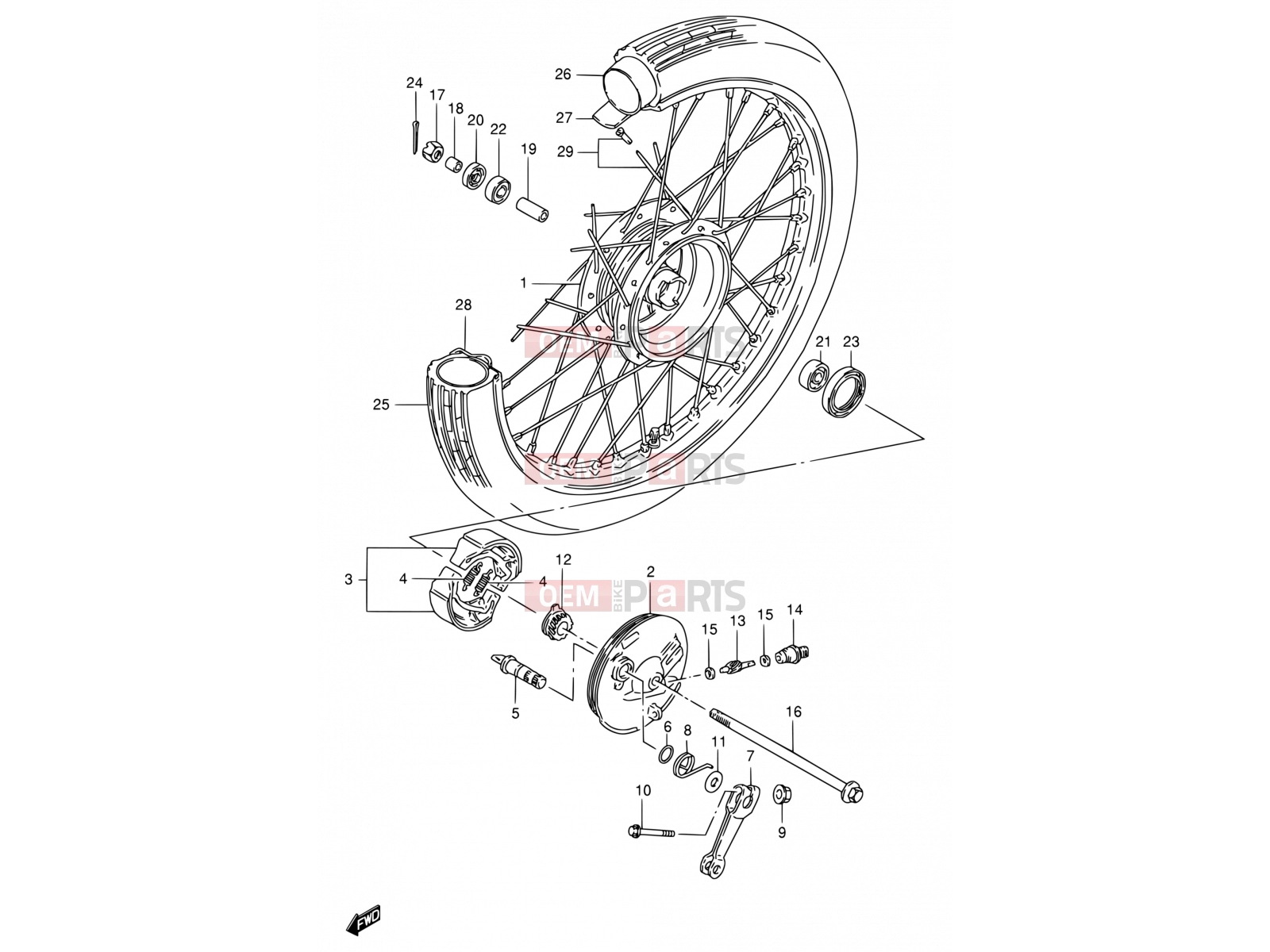 SUZUKI FB100 / FB100D V (1997) 48A - FRONT WHEEL (SEE NOTE)