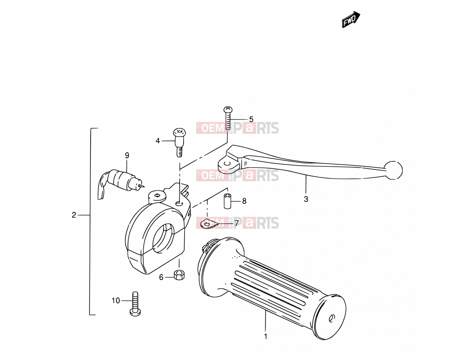 SUZUKI FZ50 L (1990) 48 - RIGHT HANDLE SWITCH (E06, E09, E10, E24, E25, E26)