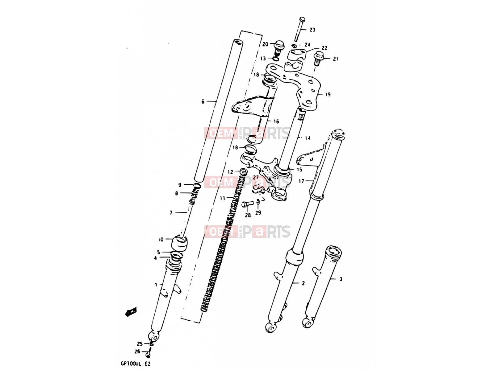 45 - FRONT FORK - Suzuki GP100U D (1983)