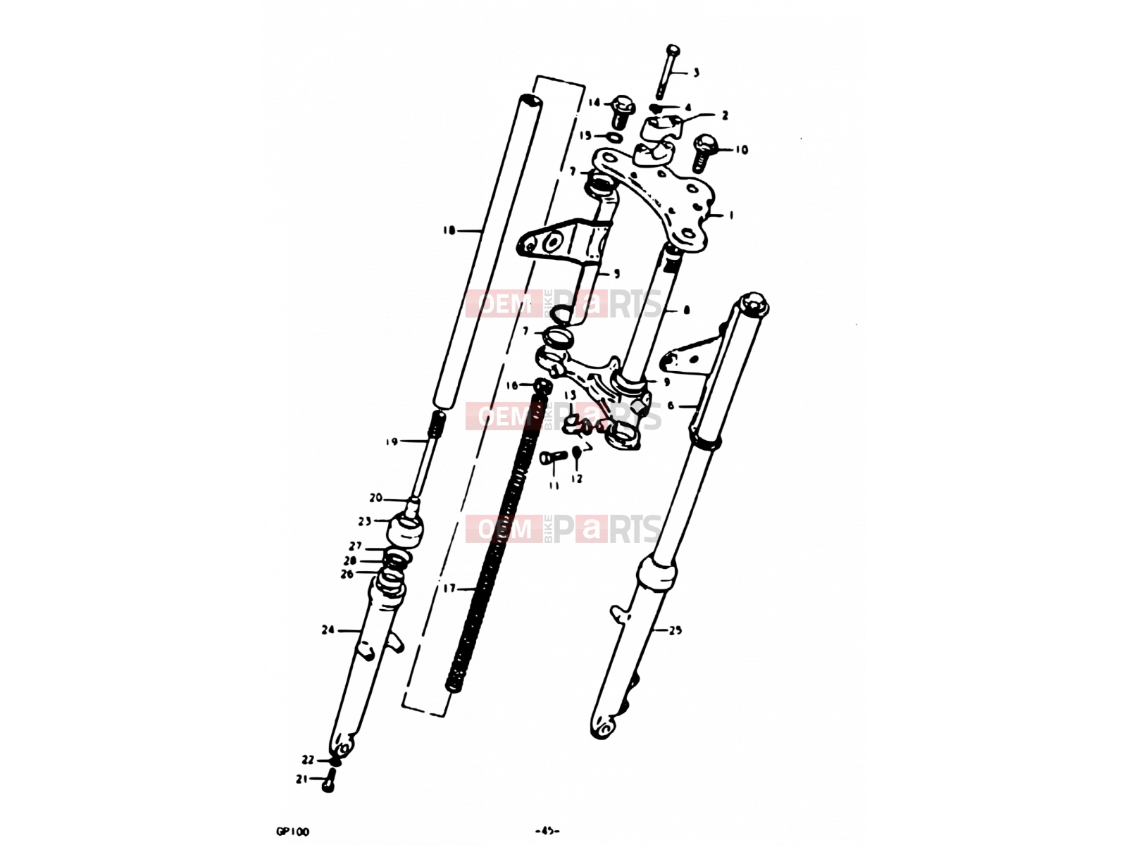 SUZUKI GP100U N (1992) 45 - FRONT FORK (E06, E13, E30)