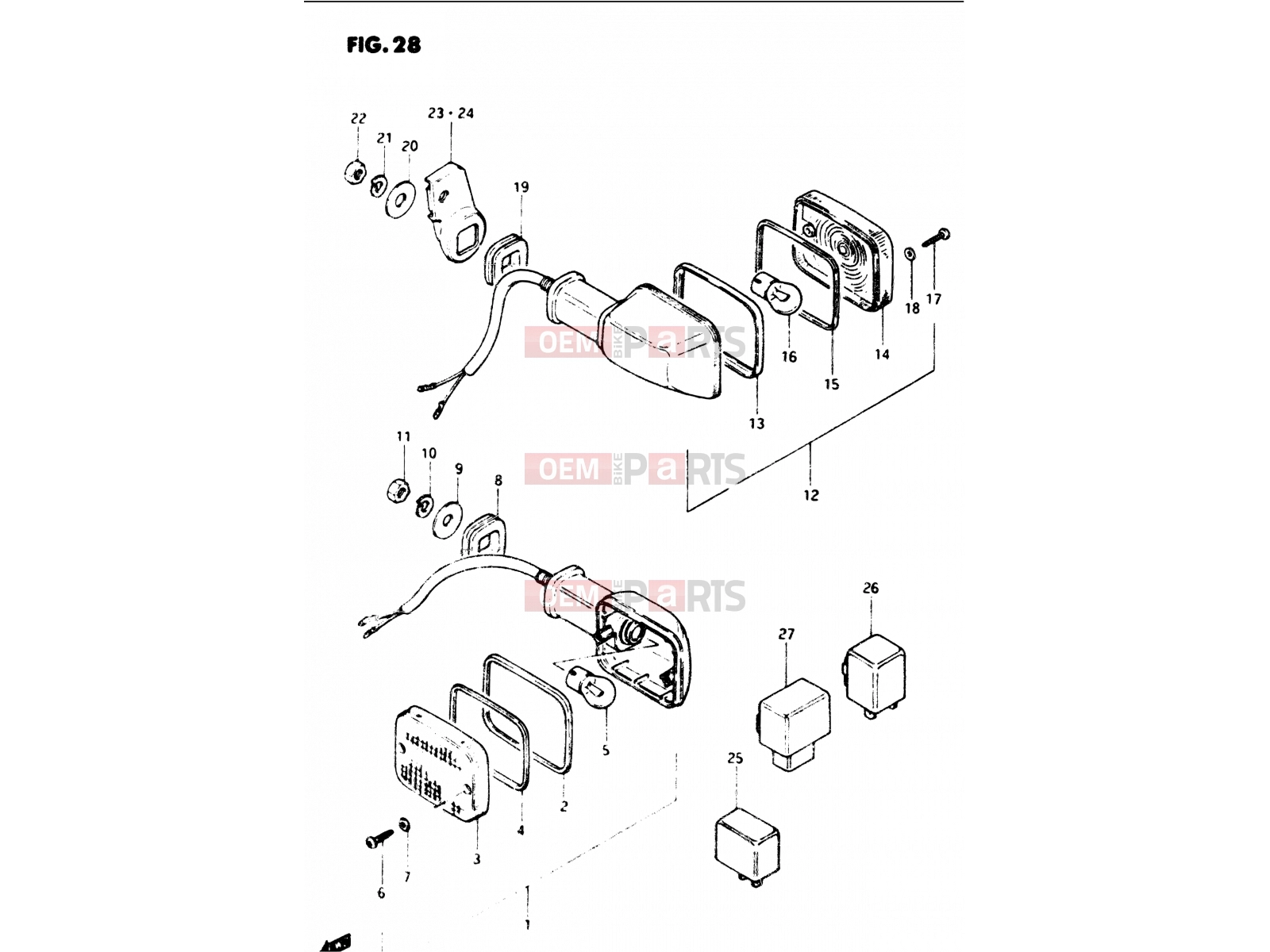 SUZUKI GS1100G E (1984) 28 - TURN SIGNAL LAMP (E02, E04, E15, E16, E17, E18, E22, E26)