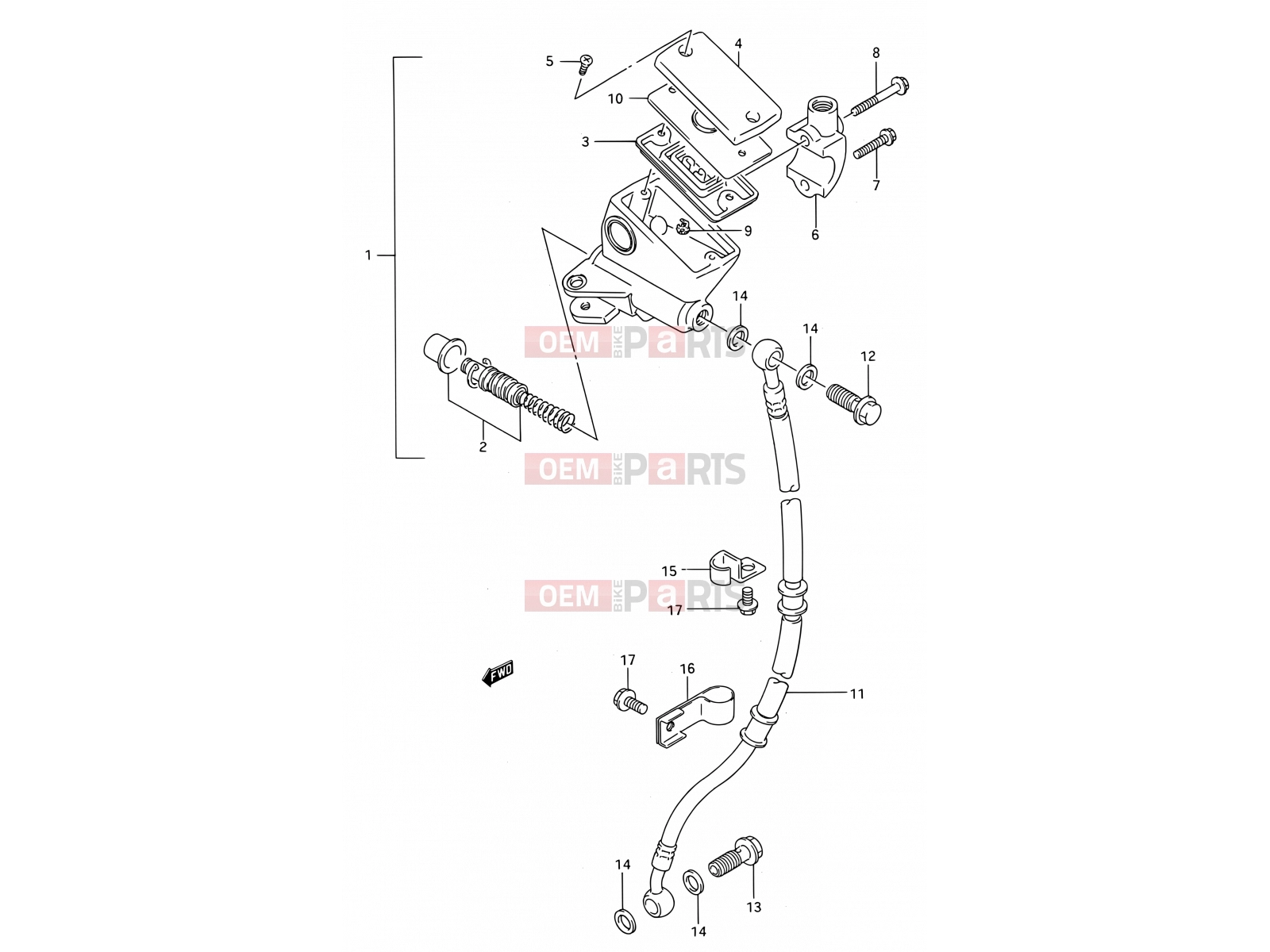 SUZUKI GS500E M (1991) (E28) 46 - FRONT MASTER CYLINDER
