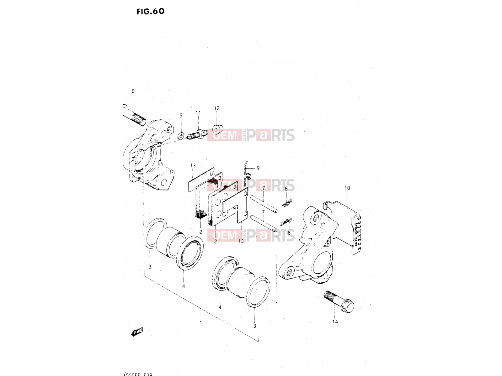 60 - FRONT CALIPERS (MODEL E) - Suzuki GSX500E E (1984)